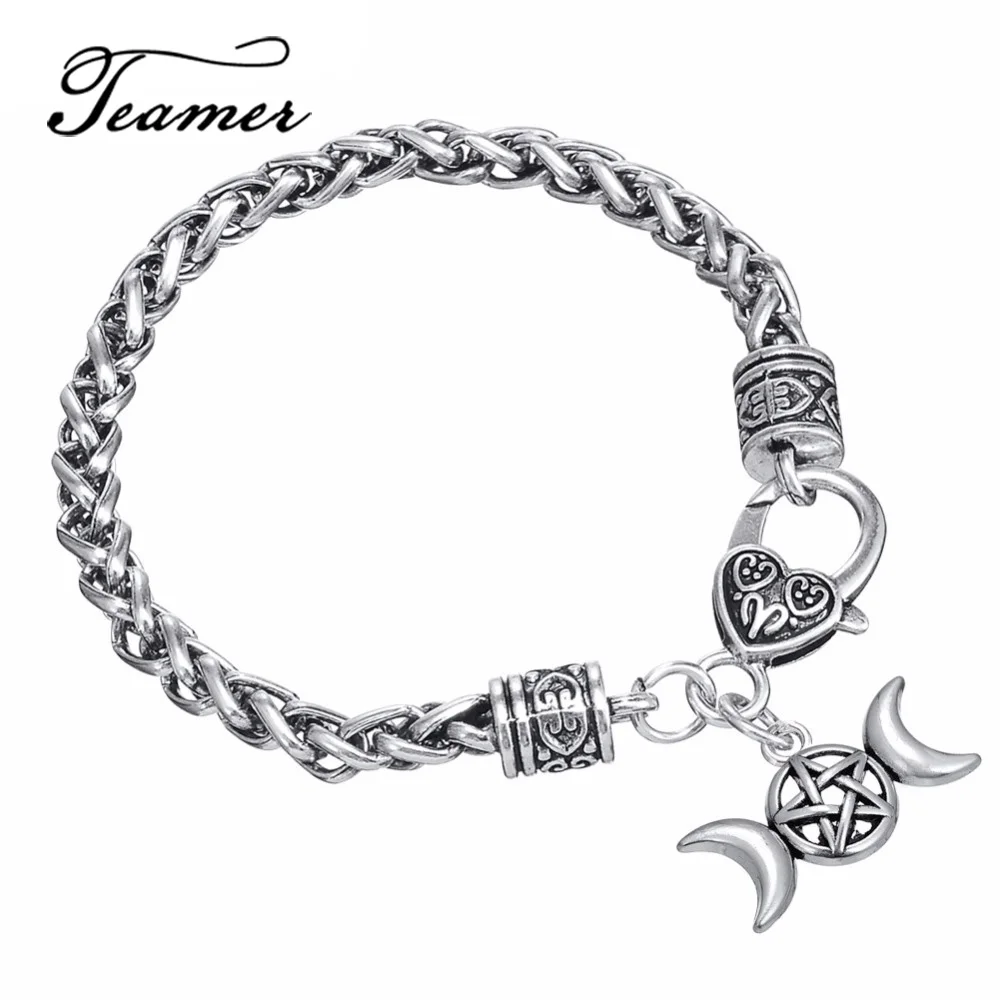 Teamer Punk Goddess амулет Wicca цепочка с пентаграммой браслет винтажный Луной