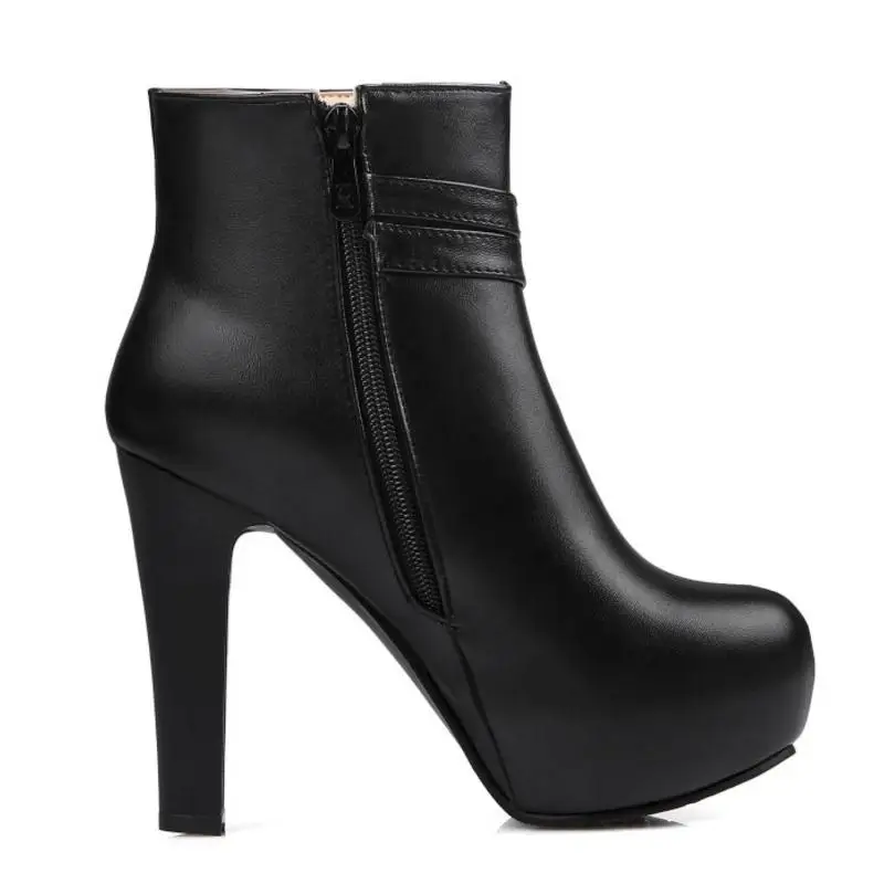 Taoffen Size 32-43 Women High Heels Boots Bowtie Woman's Winter Shoes Fur Ankle Zipper Ladies Short | Обувь