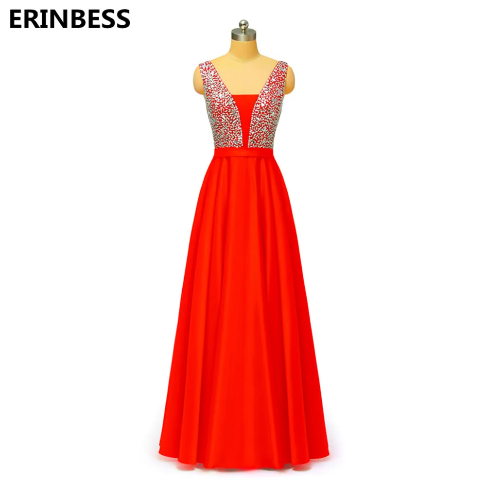 Красный Vestido de festa Longo, вечерние платья, длинное платье, темно-синее атласное с бусинами и v-образным вырезом, вечернее платье, вечерние платья - Цвет: Красный