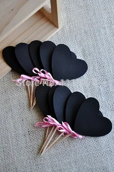 

cheap Heart Cupcake Toppers Birthday wedding bridal shower food picks Bachelorette Party Decorations -