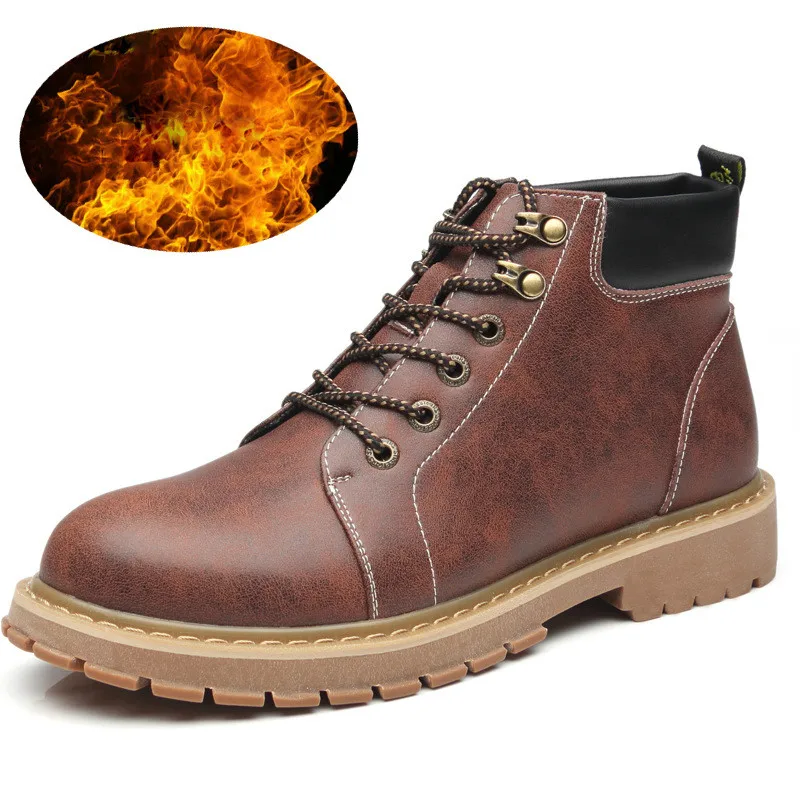 Теплые высококачественные мужские модные ботинки Зимние водонепроницаемые