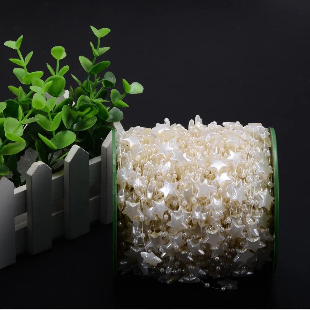 60 м белый бежевый маленькая звезда искусственные жемчужные бусины цепочка