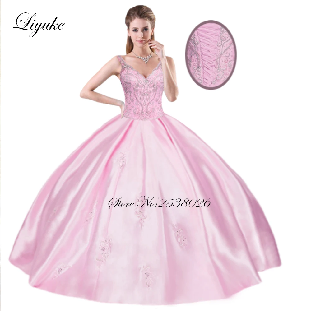 Liyuke Очаровательные бальные платья Quinceanera с Стразы и бисером со шнуровкой на спине