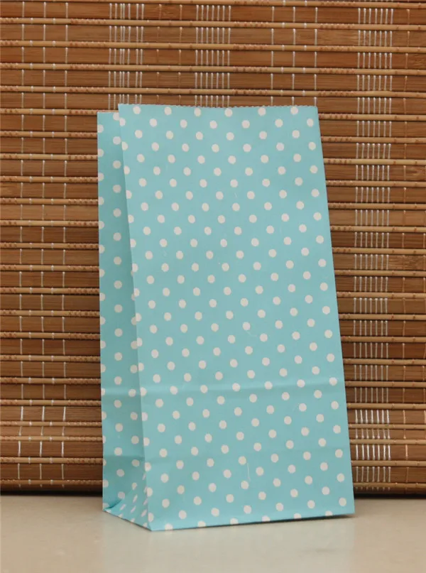 Blue dot 50pcs 50 шт./лот, новинка, яркие бумажные пакеты в горошек, 18x9x6 см, подарочные пакеты без сетки, детские пакеты для еды - Цвет: Blue dot 50pcs