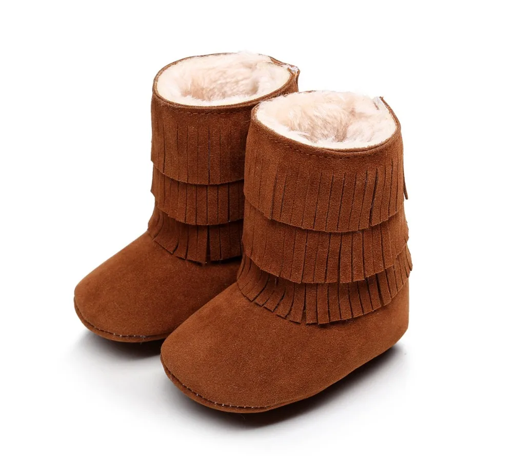 Детские мокасины Moccs Теплые зимние ботинки для маленьких девочек и мальчиков из