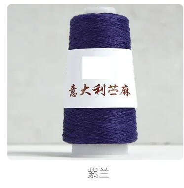 purple blue 100 г/лот, пряжа из рами, весна-лето, линия для вязания крючком, пряжа для вязания малышей, вязание крючком, льняное кружево, ручная работа - Цвет: purple blue