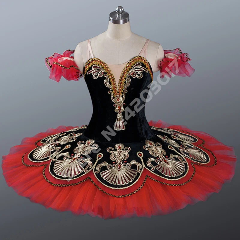 

Adult Women Professional Ballet Tutu Gold Embroidery Girls Dance Wear Competition Stage Ballet Dress Ballerina Dress Kids B1203