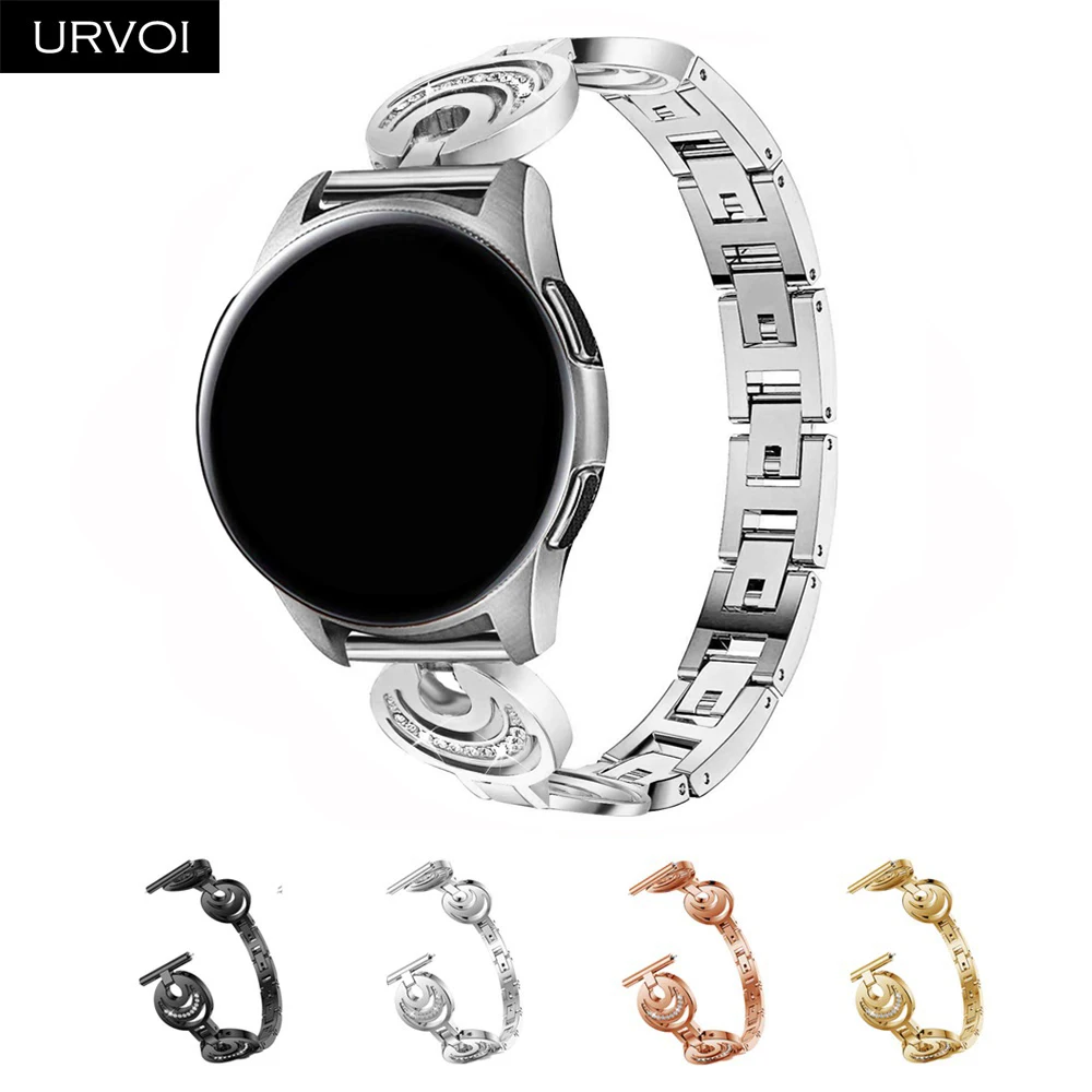 URVOI ремешок для Galaxy Watch Active 42 46 мм moon& stars ремешок из нержавеющей стали складной застежка с цирконом быстроразъемные контакты на запястье