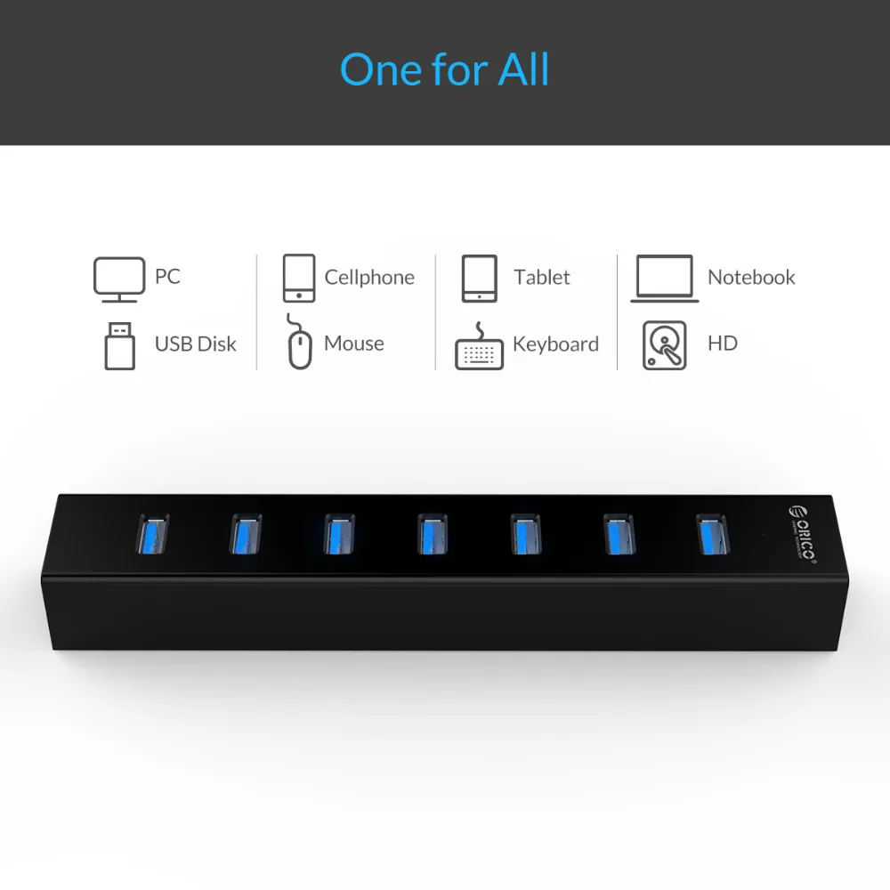 Высокоскоростной Концентратор ORICO H7013 с 7 портами USB 3 0 портативный Настольный usb