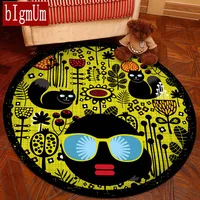 Round Carpet Personalized Creative Animal Printed Soft Carpets Anti-slip Rugs Computer Chair Mat Floor Mat for Home Kids Room