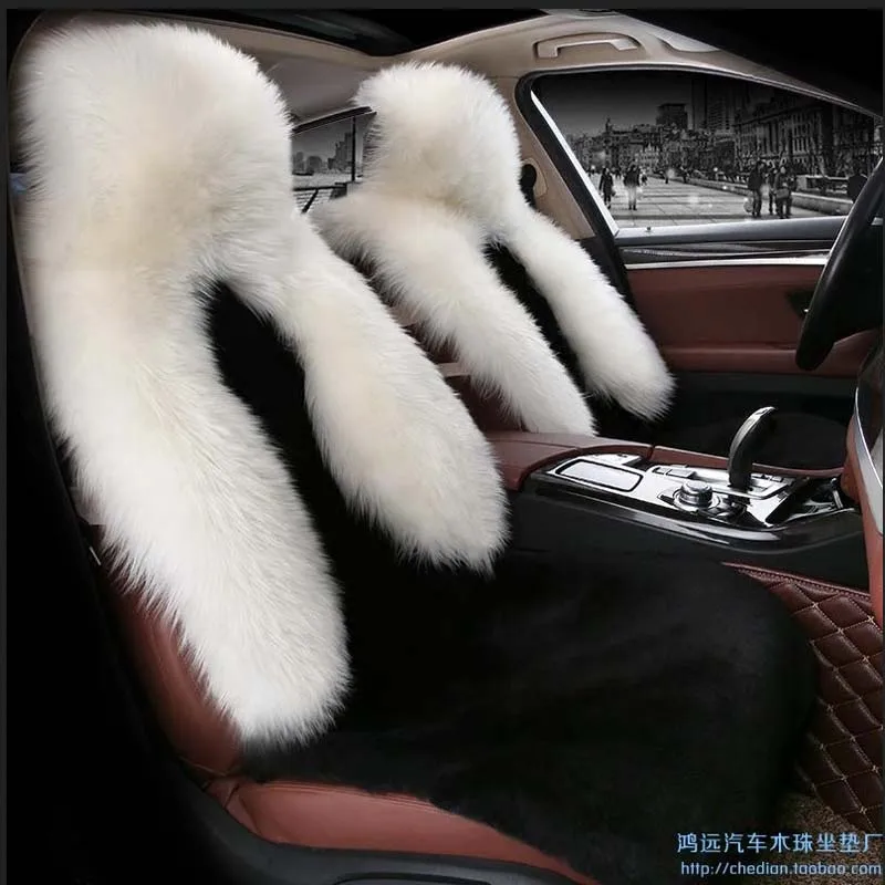 

auto supply winter long sheep fur car seat cover cushion Low profile luxury 5 seats covers for 1 set full wool cover cushion