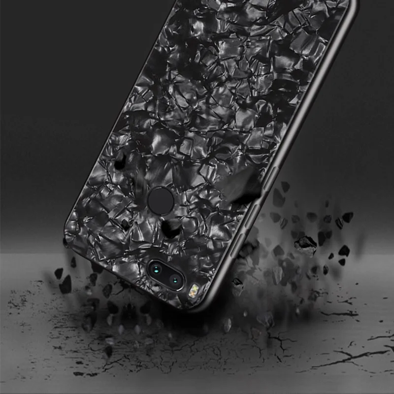 YueTuo Bling glass marble case for huawei y9 2019 3d luxury original shell phone hard back cover coque black protective etui |