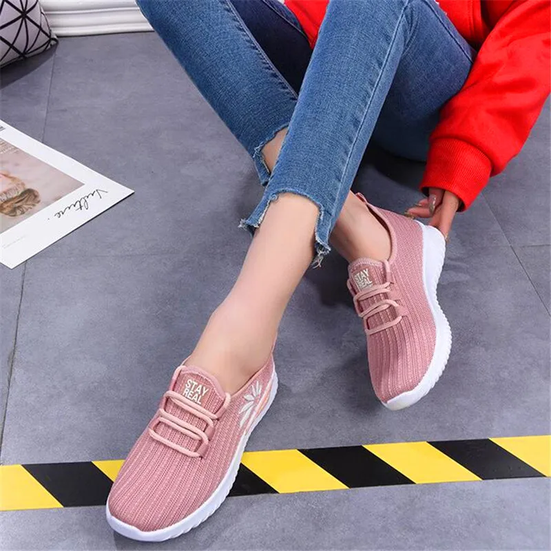 Spring and autumn summer new flying woven breathable casual wear soft bottom non-slip women's shoes | Обувь