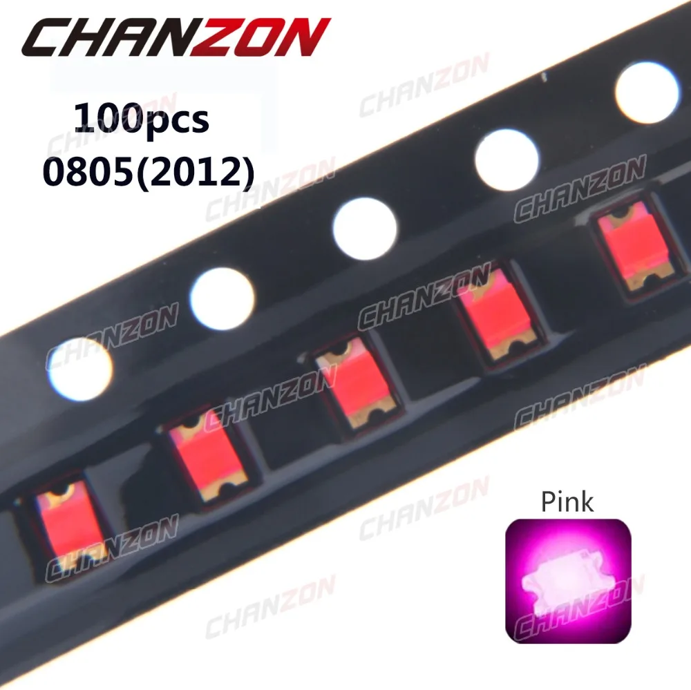 100 шт. SMD 0805 (2012) Розовый светодиодный чип диод 3 2 в Диодная лампа суперфлюса