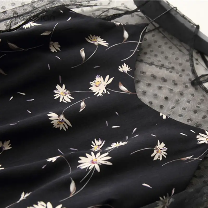 Yeeshan Богема Кружева Dress Женщины Полный Рукав Сексуальные Платья Лето Черный