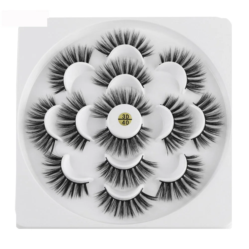 13mm-3D-40 7 Pairs 3D Mink Hair False Eyelashes 25mm Lashes Thick Long Wispy Fluffy Handmade Cruelty-free Mink Eyelash Makeup Tools maquiag - Цвет: 13mm-3D-40