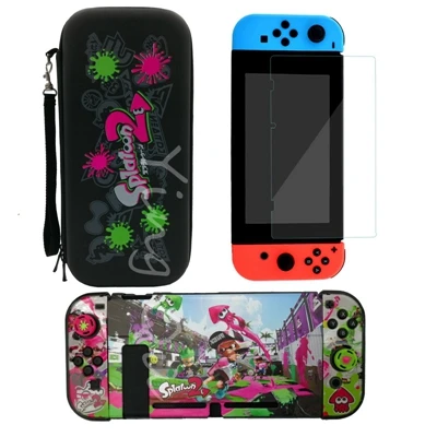 J Новинка, сумка для хранения для переноски пульта Nintendo Switch NS NX+ чехол в виде ракушки+ защита экрана из закаленного стекла+ 2 крышки - Цвет: J