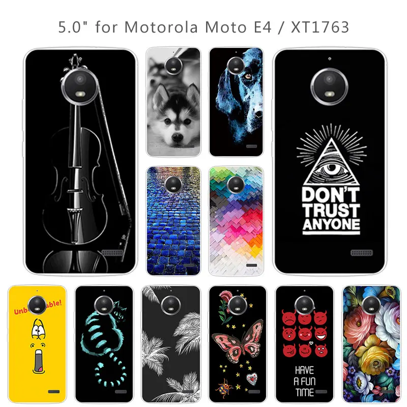 For Motorola Moto E4 Soft Silicon Phone Cover Case for XT1766 XT1763 TPU 5.0&quot Transparent Brick Road |