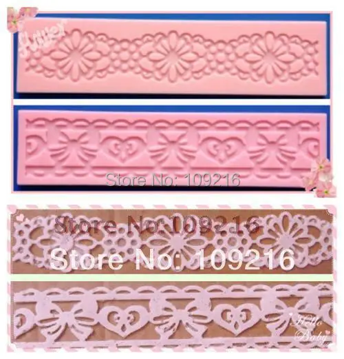 

wholesale!!2pcs/set Two Style Hollow Bud Silk Lace Silicone Handmade Fondant/Cake Decorating DIY Mold