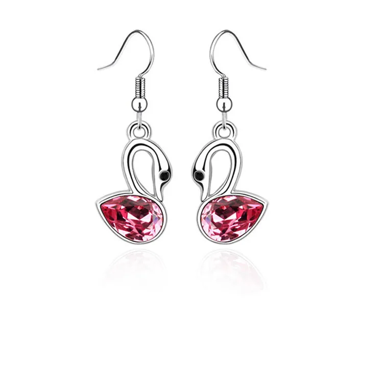 Новинка 2015 оптовые продажи австрийский кристалл лебедь серьги-подвески