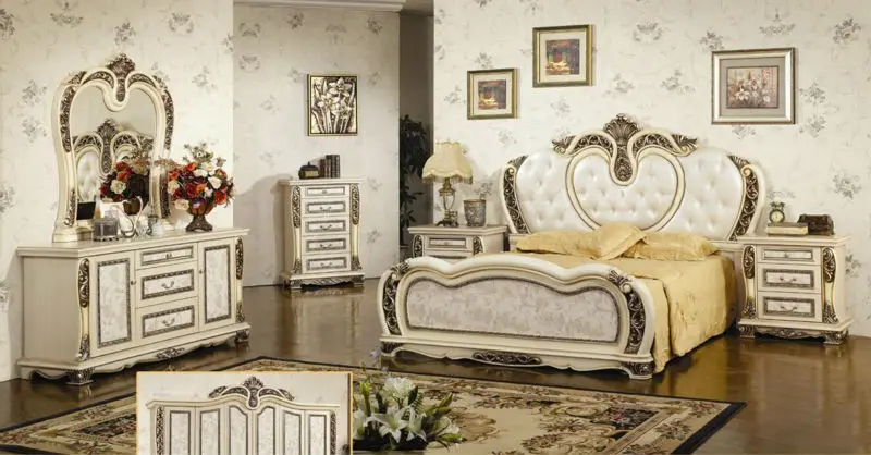 Люкс мебель для спальни Европы типа стиля в том числе 1 кровать 2 прикроватной
