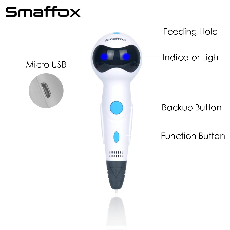 Smaffox 3D Ручка с голосовыми подсказками Функция 5 в 2A usb кабель печать Поддержка PLA