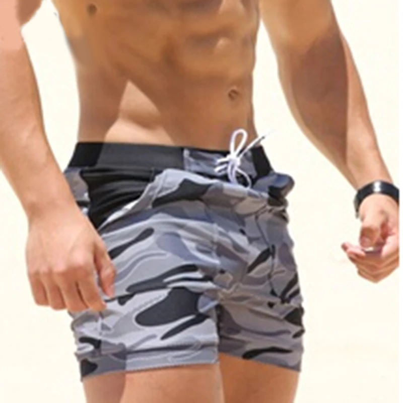 Sexy Men's Swimwear Swimsuits Man Camouflage Basic Swimming Trunks Surf Shorts Pocket Beach Style Fitness Men | Спорт и
