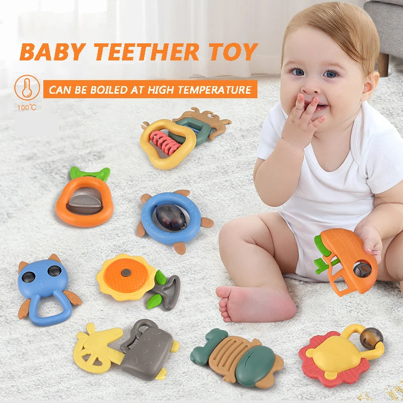 Разноцветные игрушки Монтессори 6-10 шт./компл. Детские обучающие для прорезывания