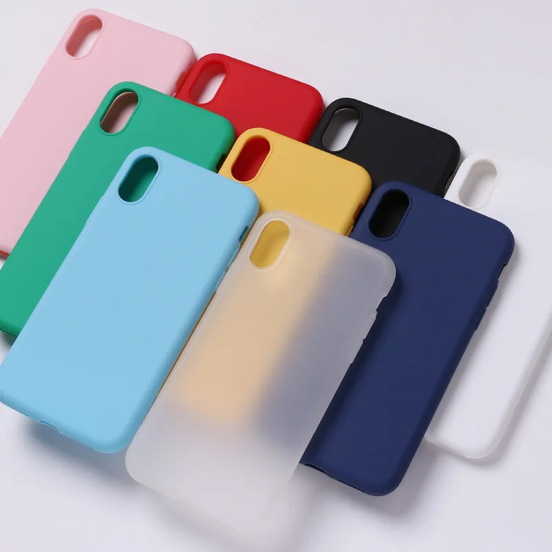 Простой матовый Силиконовый чехол для iPhone 7 6 6s 8 Plus Одноцветный мягкий из ТПУ X XR XS