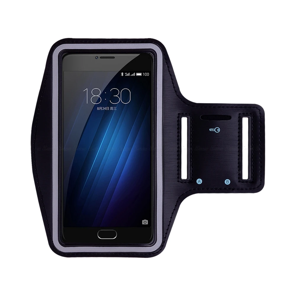 Чехол на руку для Meizu M5 M3 M3s Mini Note Max M3x M3e MX6 MX5 MX5e U10 U20 Sport Running Gym Phone holder Bag - Цвет: Черный