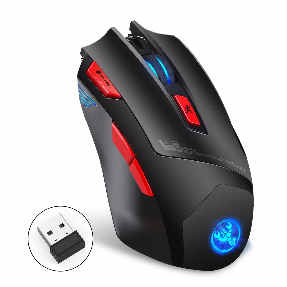 HXSJ T88 Беспроводная игровая мышь 7-клавишный эргономичный дизайн Поддержка макросъемки 7 цветов подсветка перезаряжаемая до 4800 точек/дюйм