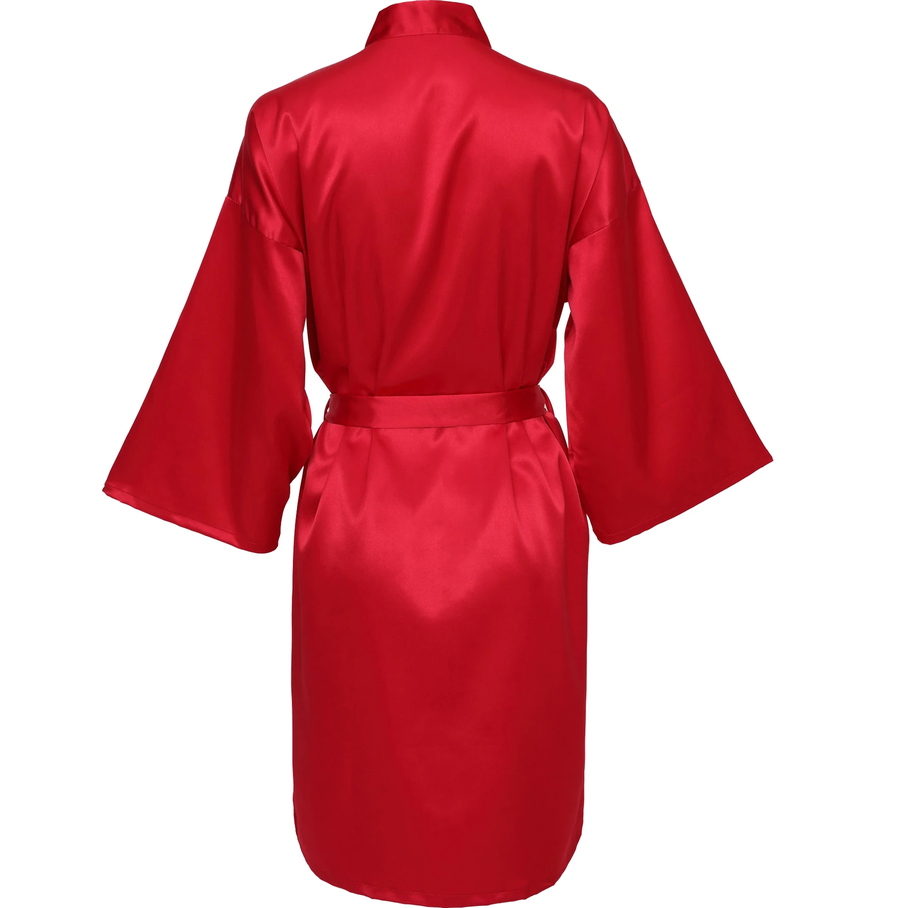 Red YUXINBRIDAL цвета однотонные халаты атласный шелковый халат атласный Свадебный халат невесты убранство халат подружки невесты белый - Color: Red