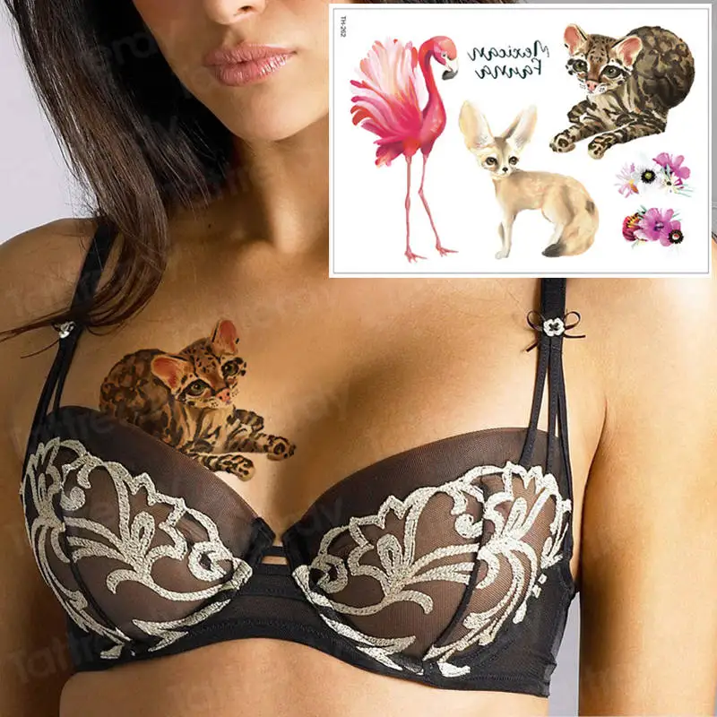 

temporary tattoo animals stickers bikini waterproof temporary hand tattoos cat sexy tattoo for women chest body art tatoo girls
