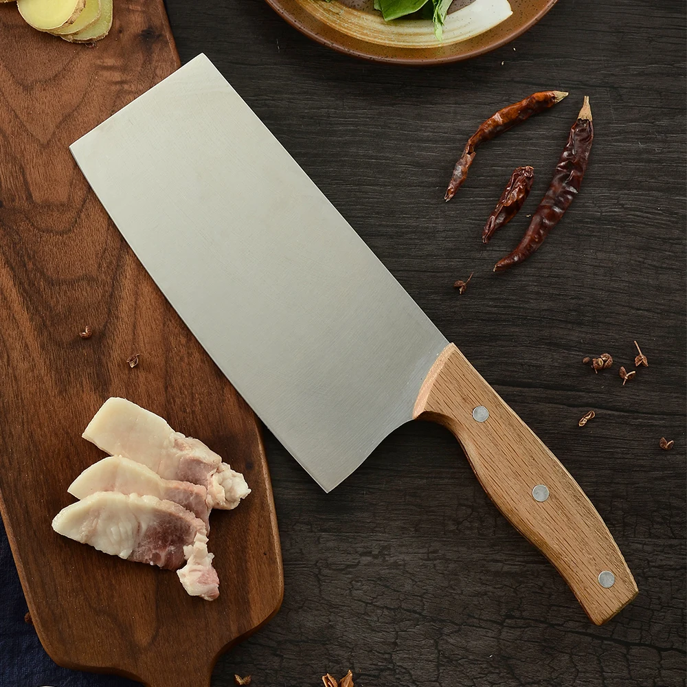 7 ''нож из нержавеющей стали с острым лезвием желтая деревянная ручка изгибом