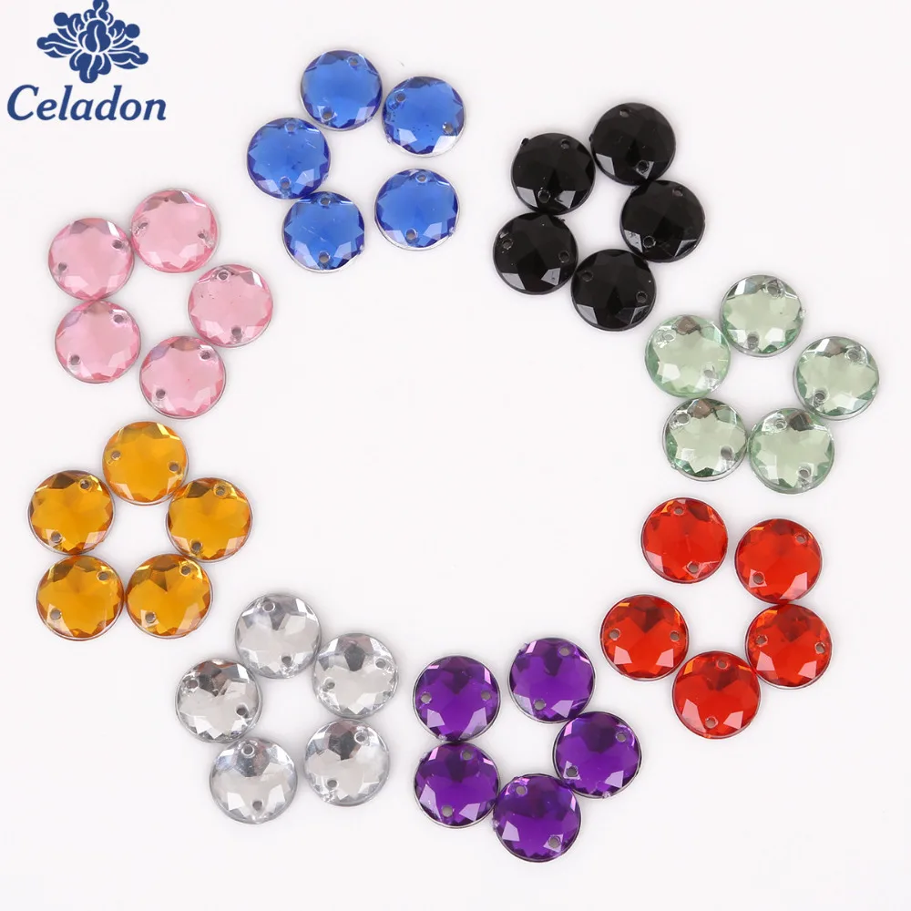Горячая распродажа 10 мм многоцветные 100 шт. акриловые пришивные стразы с круглой