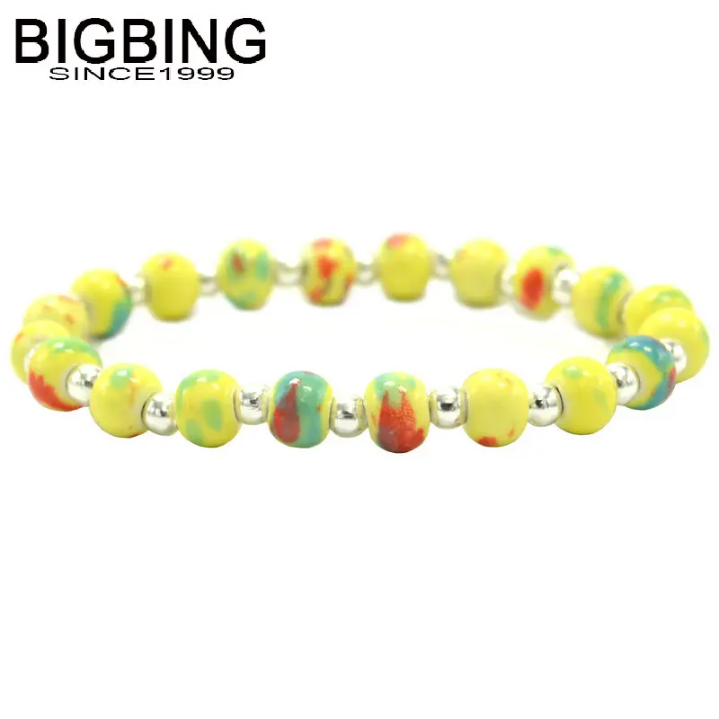 A094 BIGBING ювелирные изделия Модные Серебряные Желтые керамические бусины