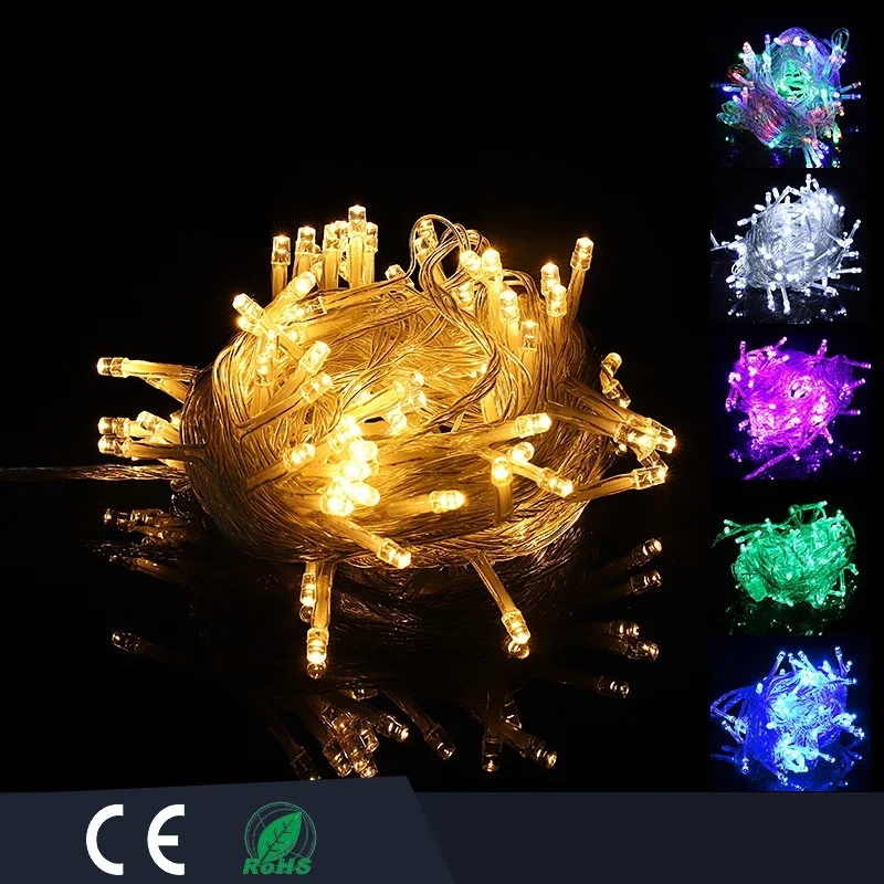 

String Light 100LED 10M Christmas/Wedding/Party Decoration Lights garland AC 110V 220V outdoor Waterproof led lamp 9 Colors led