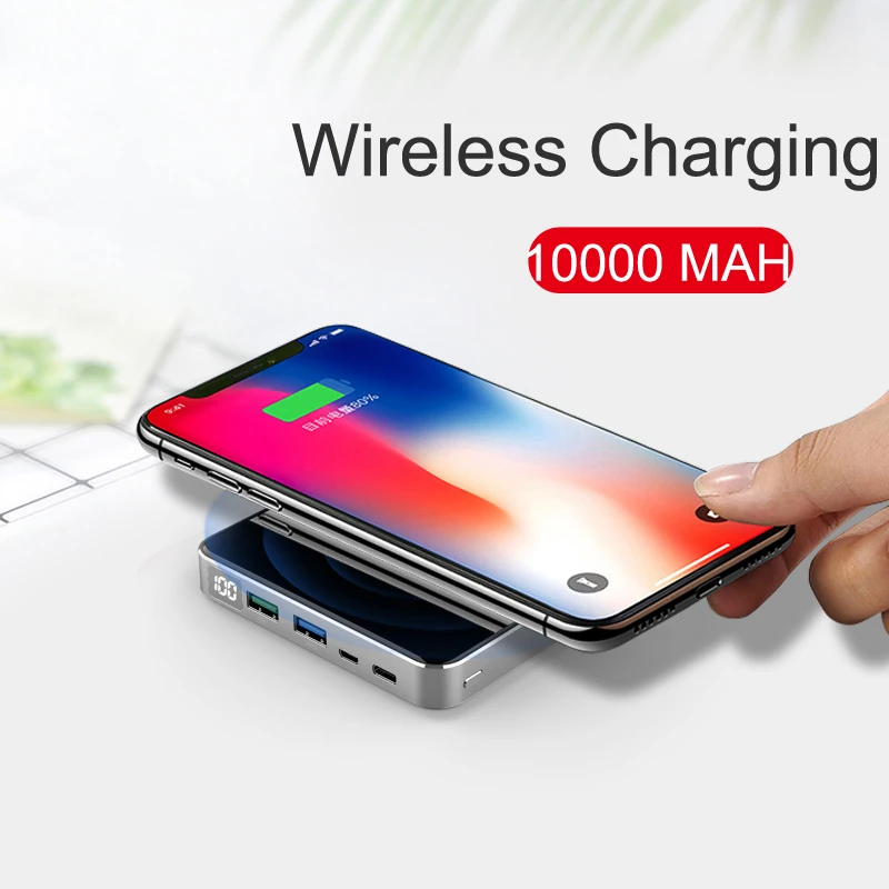 Беспроводное зарядное устройство RIY graphen 10000 мАч с type c PD QC3.0 USB для xiaomi huawei и