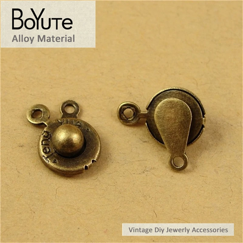 

BoYuTe (100 Pieces/Lot) 13.5*9.5MM Antique Bronze Plated Zinc Alloy Press Button Charms for Jewelry Making Diy Accessories