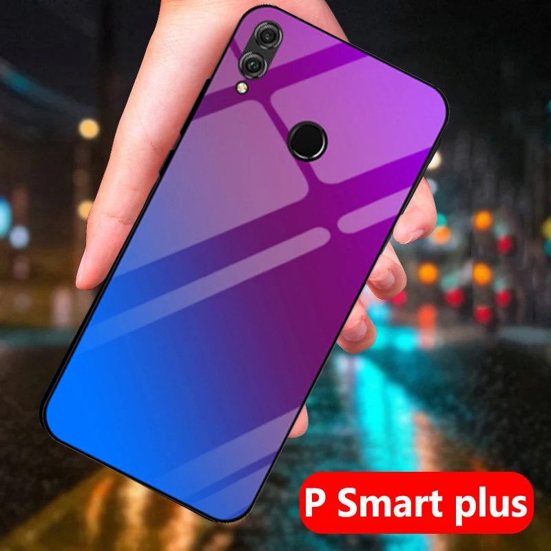 Чехол для Huawei P Smart plus однотонный чехол телефона из закаленного стекла PSmart чехлы с