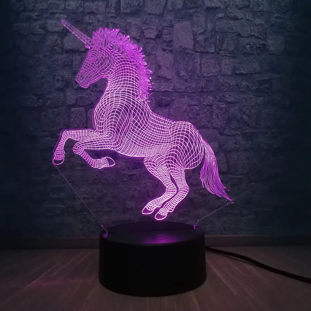 Животные прекрасный единорог светодиодный 3d-ночник многоцветный мультфильм бумажный фонарик USB зарядка Рождество декоративные Игрушки для маленьких девочек подарок