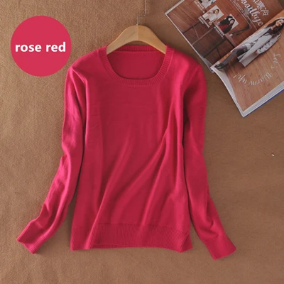 rose Red YSC, классический стиль, лидер продаж, кашемировый свитер с круглым воротником, модный однотонный вязаный пуловер с длинным рукавом, S-XXXL - Цвет: rose Red