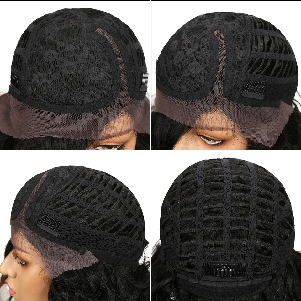 Гладкие волнистые парики из человеческих волос на сетке спереди для черных