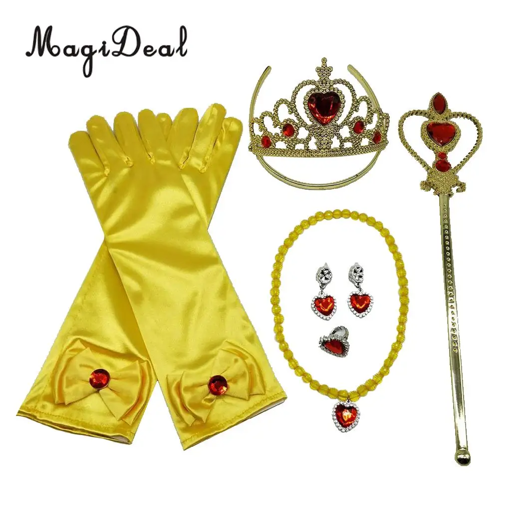 Принцесса Белль платье костюм аксессуар перчатки палочка тиара ювелирный набор