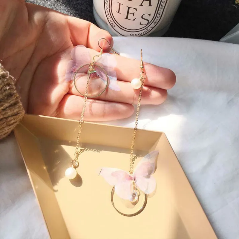 Серьги асимметричные в корейском ретро-стиле из сплава с имитацией жемчуга и