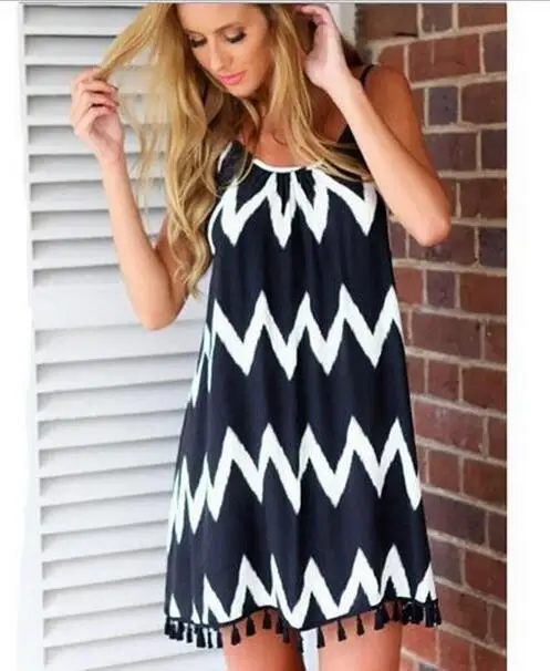 Женское платье на бретельках с волнистым узором Повседневное большого размера в европейском и американском