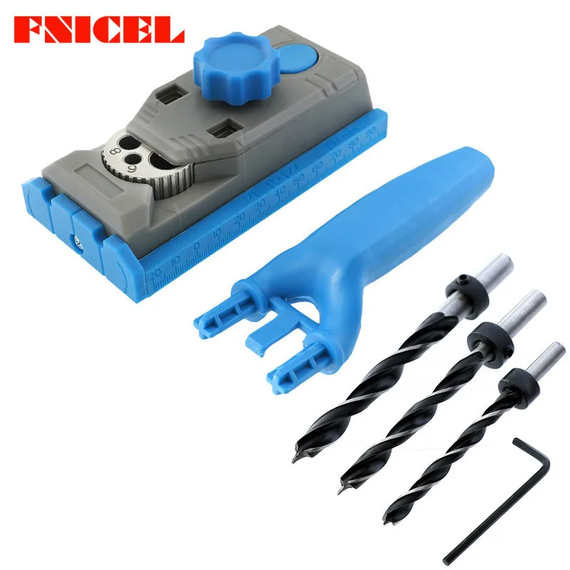 2-in-1 Woodworking Drilling Hole Jig Inclined Locator Oblique Hole Jig Kit W/ Scale Straight Hole Positioner Punching Tool - Цвет: Set with 3 Drill