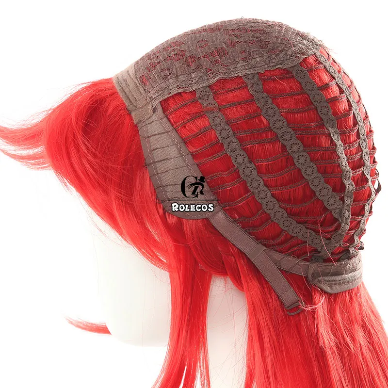 

ROLECOS Game LOL Lux Cosplay Hair LOL Battle Academia Prestige Lux Cosplay Headwear 70cm Synthetic Red Hair Long Hair for Women