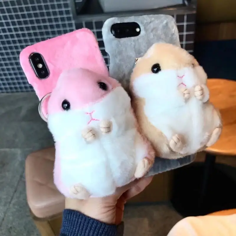 Чехол хомяк для huawei P20 Lite P20 Pro P30 lite P30 PCute теплый пушистый чехол для телефона для P10 plus плюшевая кукла игрушка Рождество