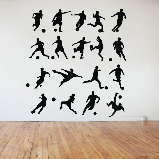 Креативные 18 шт футбольные футболисты настенные наклейки съемные виниловые для